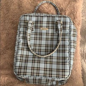 Light blue plaid jewelry organizer travel case